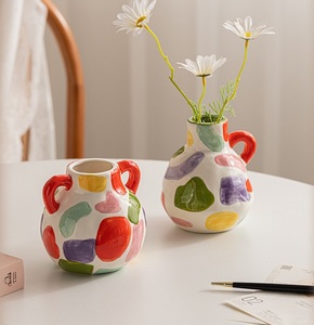 MSH Modern Geometric Ceramic <strong>Vase</strong> with <strong>a</strong> Wide Mouth <strong>Light</strong> Luxury High End <strong>Vase</strong> <strong>for</strong> Office - Product Image 2