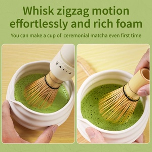 Frusta Elettrica Cerimoniale per Matcha con Marchio Privato Personalizzato, Facile da Usare, Senza Sforzo, con Movimento a Zigzag in Bambù - Product Image 2