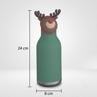Botella de Agua Infantil OEM de 16 oz, de Acero Inoxidable, Doble Pared, Aislada al Vacío, para Bebidas Frías y Calientes, con Diseño de Animalitos y Pajita Flexible Extraíble
