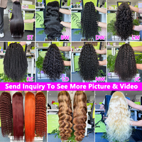 Cheveux Humains Brésiliens Remy Vierges Non Traités à Double Trame Renforcée, Cuticules Alignées, Lisses et Ondulés, Toutes Couleurs, Minimal