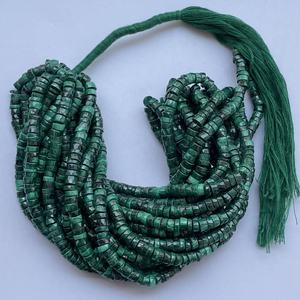 Perles de pierre naturelle de malachite verte facettées Heishi 6mm 8mm, semi-précieuses, prix de gros, neuves, qualité AAA, en vrac, certifiées IGI - Product Image 1