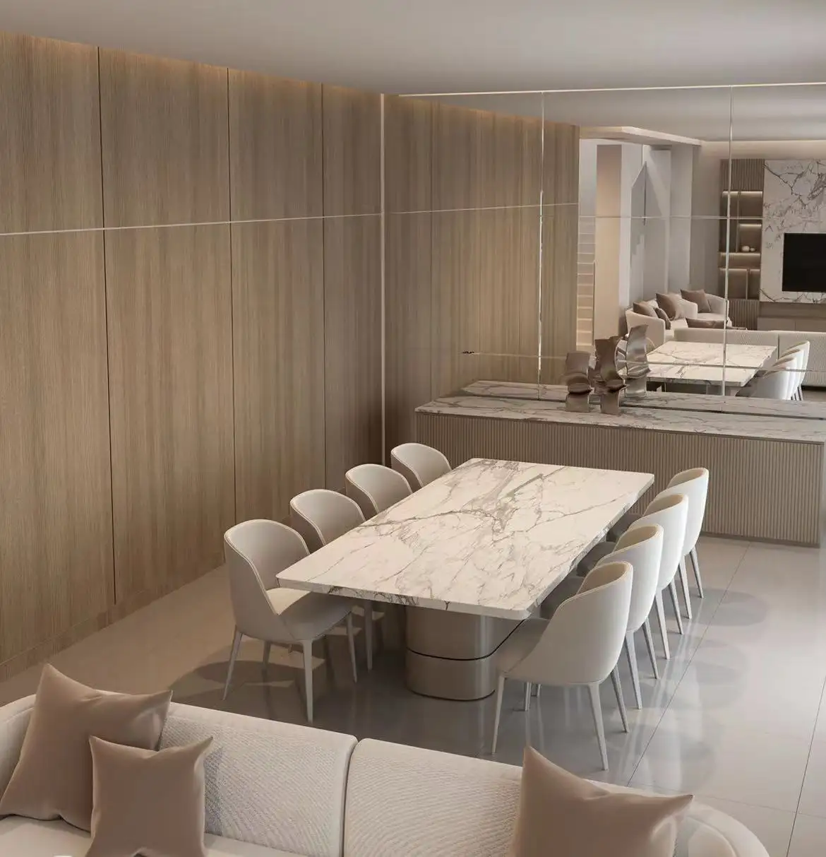 Console de villa de luxe nordique table à manger en marbre ensemble table à manger et chaises personnalisées de style minimaliste moderne pour hôtel