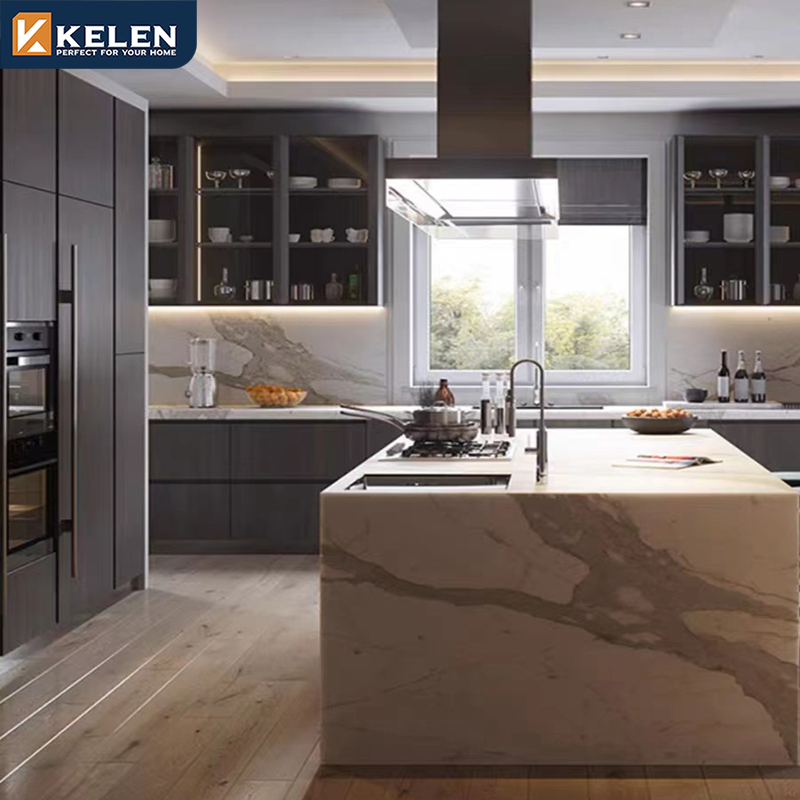 Kelen 2026 New White Matt Lacquer European Luxury Modern High Gloss Acrylic Designs Kitchen Cabinet Sets · image 3