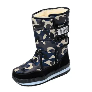 Europe winter snow boots 2022 plush warm anti-slip cotton midi camo colors women men boots