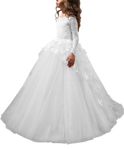 Vestidos de Princesa para Fiesta de Cumpleaños, Estilo Tutú, Color Blanco, <span class=keywords><strong>Beige</strong></span> y Rosa, con Encaje y Tul, Manga Larga, para Niñas, Venta al Por Mayor 2022 - Product Image 1