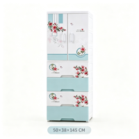Armoire en plastique pour enfants à 5 niveaux 50x38x145cm, armoire de rangement pour bébé avec porte et tiroirs pour le rangement dans la chambre des enfants