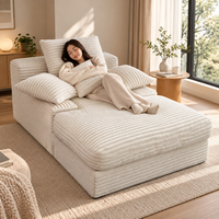 Canapé-lit modulaire compressé en tissu rayé avec base antidérapante, facile à nettoyer, idéal pour la location de vacances, la maison ou le petit salon familial
