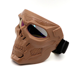 Masque facial tête de mort rétro, lunettes de moto coupe-vent, anti-sable, protection UV, masque de cyclisme unisexe kaki - Product Image 2