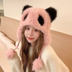 Chapeau en peluche de dessin animé mignon - <span class=keywords><strong>Bonnet</strong></span> de pilote en tricot épais anti-froid pour femmes - Product Image 3