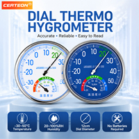 Analog Thermometer Hygrometer Indoor Temperature Humidity Meter Metal Dial Wall Mount Desk Stand Battery Free