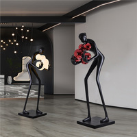 Lampadaire créatif H74.8 pouces en forme de sculpture humanoïde, en résine, pour villa, design moderne avec boule incurvée, lumière standard
