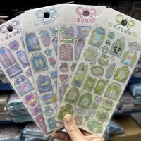 Pegatinas Epoxi con Estampado Láser, Etiquetas de la Suerte Japonesas, Calcomanías 3D Transparentes y Relieve para Decorar Tazas y Diarios