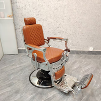 Chaise de barbier professionnelle de haute qualité et moderne avec rotation à 360 degrés et revêtement en cuir PU pour salon de coiffure et institut de beauté
