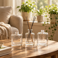 Vente en gros de flacons diffuseurs de parfum en verre transparent de haute qualité, 200 ml et 400 ml, flacon de parfum carré vide pour l'emballage d'aromathérapie