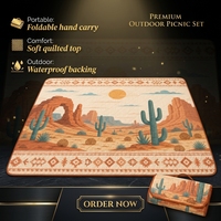 Tapis de pique-nique matelassé pliable pour l'extérieur, couverture de plage et de camping, imprimé cactus du désert du sud-ouest, tapis de sol familial