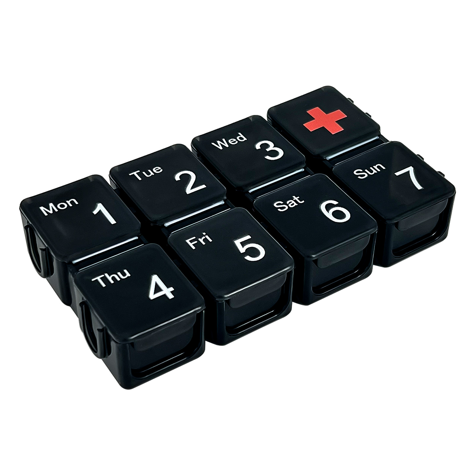 Black transparent 8 compartment plastic