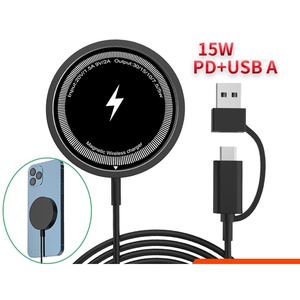 Tùy Chỉnh 15W Nam Châm Nhanh Đen Sạc Không Dây 2-In-1 Thiết Kế Đĩa Minh Bạch Di Động Cho iPhone <span class=keywords><strong>12</strong></span> Phong Cách Mới <span class=keywords><strong>Pd</strong></span> Chức Năng 5V/1A - Product Image 6