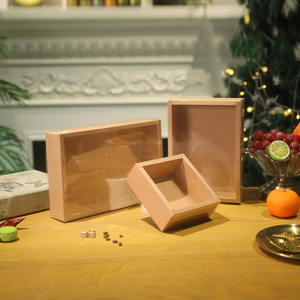 Imee Lớn Hình Chữ Nhật Vuông Màu Trắng Màu Đen Kraft Bánh Thực Phẩm Hộp Quà Tặng Với Rõ Ràng Trượt Nắp Cho Sushi Bánh Mì Kẹo - Product Image 4
