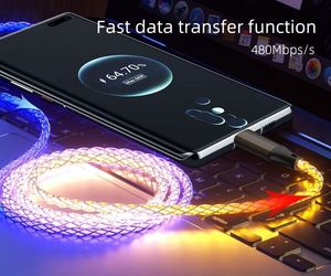 Câbles de données lumineux <span class=keywords><strong>RGB</strong></span> tendance OEM, charge rapide USB Type C, ordinateur mobile, boîtier métallique, nouveau câble de charge, cordon en cuivre pur - Product Image 2