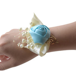 Rosa mano banda novias dama de honor decoración flores Mujer graduación accesorios flor artificial boda muñequera - Product Image 4