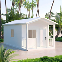 Casa Contenedor Prefabricada MHY de 20 pies/40 pies con Techo a Dos Aguas y Porche Frontal, Cabaña Modular para Playa, Resort Tropical o Alojamiento, Superventas