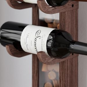 Solid Wood Wall Mounted Wine <b>Rack</b> 3 Bottle Capacity Display Storage <b>Kitchen</b> Bar Use - Product Image 3
