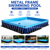 Fabricant de grandes piscines portables à structure, de réservoirs d'eau et de parcs aquatiques gonflables d'extérieur avec toboggans pour enfants.