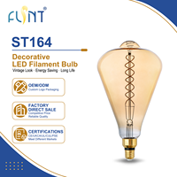 Ampoule LED à filament ST164 7W à CRI90 élevé, E26 E27, dimmable, en verre ambré, forme conique surdimensionnée, style vintage, pour café, hôtel, restaurant