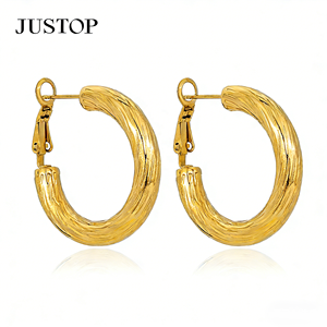 Trending Women's Hoop <b>Earrings</b> Waterproof Stainless Steel Gold Plated Hypoallergenic Trendy Fashion Jewelry Supplier - Product Image 6