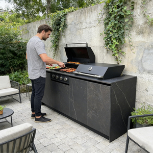 Outdoor Kitchen with <strong>Side</strong> <strong>Burner</strong>, BBQ Grill and Aluminum Cabinets - Modular Island for Versatile Patio and Outdoor Kitchen Shed - Product Image 2