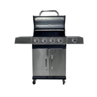 Barbecue à gaz autoportant en acier inoxydable de haute qualité, 4 brûleurs, pour jardin, extérieur, fête, facile à nettoyer