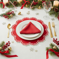 Napperons de table décoratifs en lin pour les fêtes de Noël, écologiques, lavables, réutilisables, bordure blanche, taille personnalisée, plusieurs couleurs, pour les fêtes