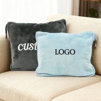 Couverture d'avion pliable Ujoy Gift, plusieurs couleurs, logo personnalisé, rose, coussin de voyage 2 en 1 avec sac à fermeture éclair