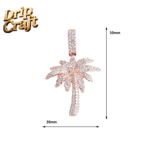 Palm <span class=keywords><strong>Tree</strong></span> Mặt dây chuyền vòng cổ hip-hop nam và nữ đồng dát Zircon hip-hop xu hướng trang sức sáng 5A Zircon - Product Image 3