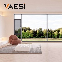 Fenêtres à battants, design simple, insonorisées et thermiques, cadre en aluminium noir pour villa