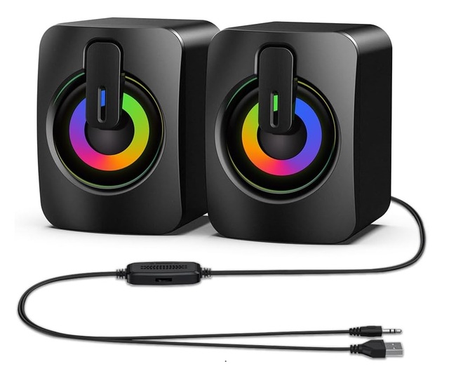 A2 Computer Speakers Soundbar HiFi Stereo 3.5mm Aux Input Connection USB Power Speakers for Desktop Monitor PC Laptop Tablet