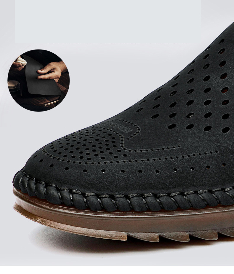Men Fashion Footwear Summer White Leather Hollowed Men Casual Shoes