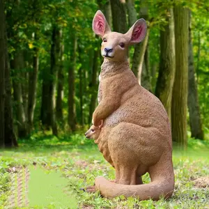 Obral patung hewan Resin taman luar ruangan patung kanguru besar serat kaca