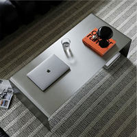 Table basse contemporaine en acier inoxydable, rectangulaire, grise, pour la maison ou l'hôtel, appartement, salon, meubles