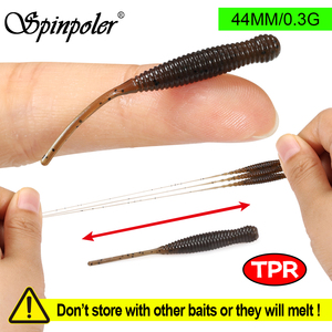 Spinpoler señuelo de pesca Pin Tail Ajing Worm 44mm cebo suave <span class=keywords><strong>Dropshot</strong></span> Rock Fishing Shad TPR Glow Soft Jig Wobbler agua salada - Product Image 2