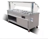 Lyroe Buffet de Restaurant autoportant, panneau de verre en acier inoxydable thermique électrique Bain Marie chauffe-plat avec armoire