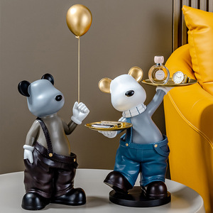 Plateau de rangement en résine fait main, motif ours, pour décorations de ballons, idéal pour salon, entrée, chambre et bureau - Grande Vente - Product Image 3