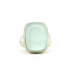 Bague en argent sterling 925 faite à la main avec pierres précieuses naturelles, chalcédoine aqua, sertie en clos, bijoux élégants et tendance de haute qualité pour femmes - Product Image 1