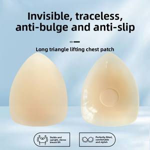 Triangle <strong>Bra</strong> Pad Silicone Non Glue Matte Silicone Self Adhesive Reusable Nipple Cover With Blister Sheet - Product Image 5