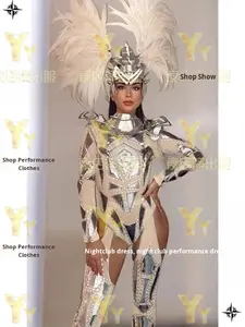 Disfraz de actuación, tecnología exótica antigua, disfraz de fiesta de Teatro de salón para mujer, estampado de poliéster/Rayón con purpurina YSMARKET - Product Image 3