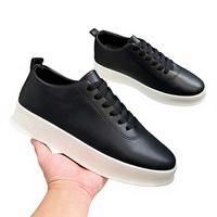Chaussures de skate noires à lacets, mocassins à bout rond, baskets décontractées respirantes et légères, export transfrontalier, semelle plate