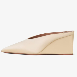 Sandales en soie à bout pointu pour femmes, mules sexy à talons compensés hauts, chaussures habillées d'été - Product Image 4