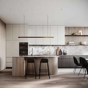 Armoire extérieure moderne sur mesure, en bois massif, contreplaqué, avec un matériau en MDF en acier inoxydable, accessoire de table basse pour la maison - Product Image 1