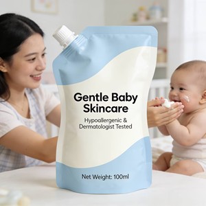 Sacchetto Ecologico Personalizzato con Beccuccio per Prodotti Skincare per Bambini, Confezione Morbida Ricaricabile Antigoccia per Alimenti - Product Image 2