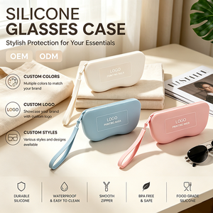 Étui à lunettes en silicone imperméable, sac de rangement multifonction pour les voyages, pour lunettes, cosmétiques, petits accessoires avec sangle de transport - Product Image 1